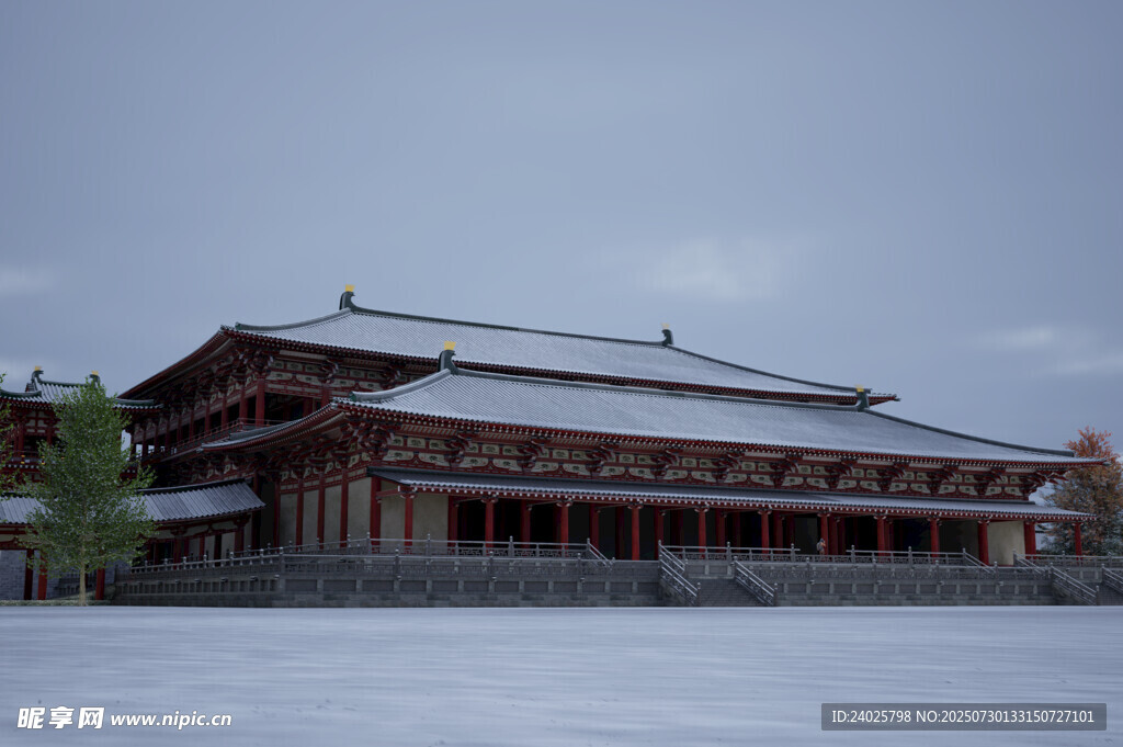 雪覆古建筑 尽显古朴韵味