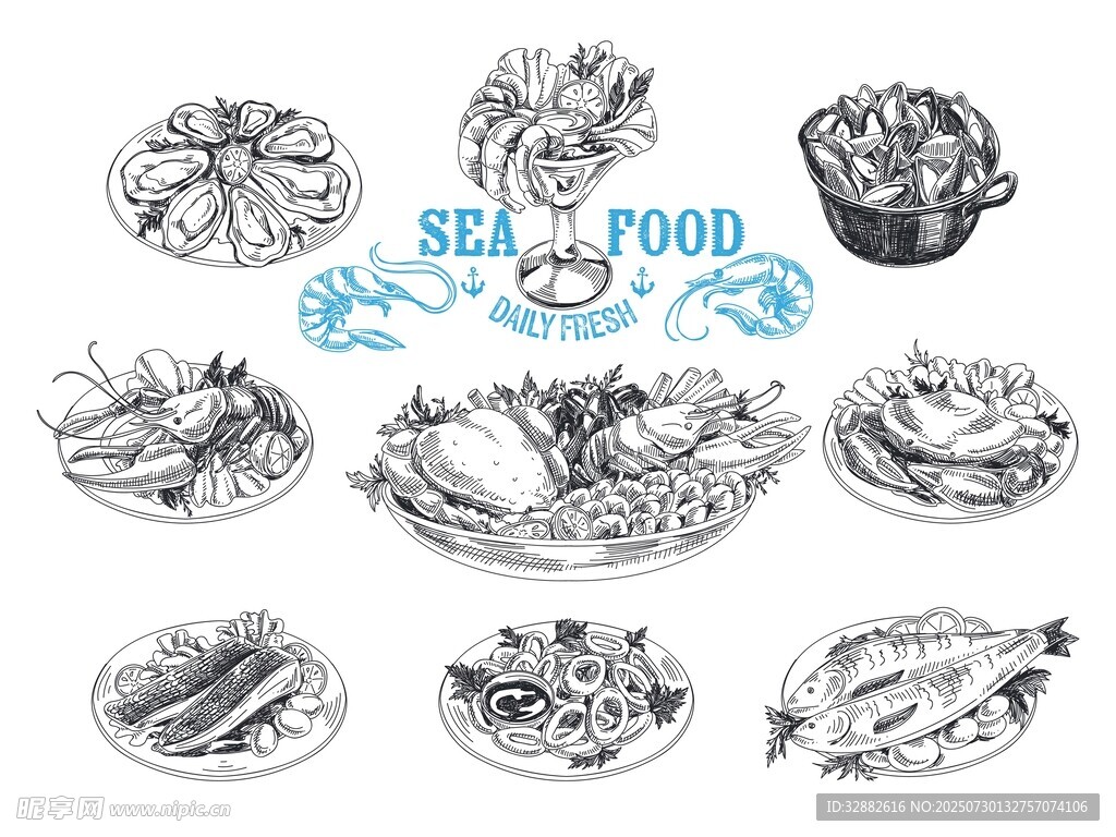 手绘海鲜食物插画集