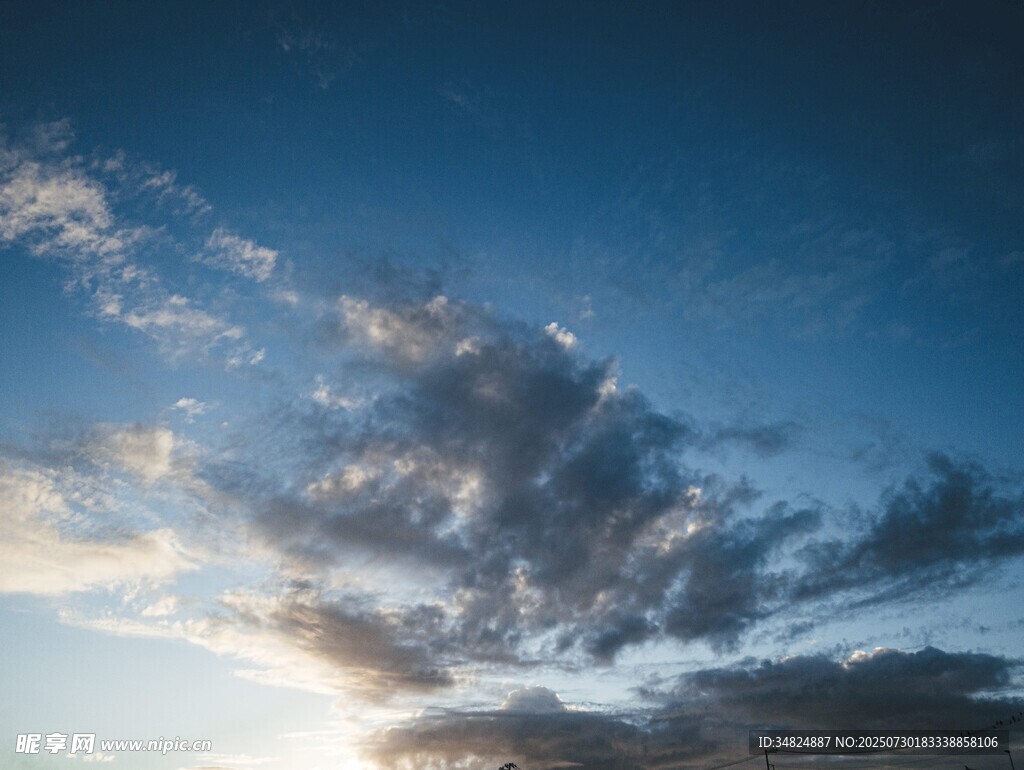 夕阳下的天空与云朵