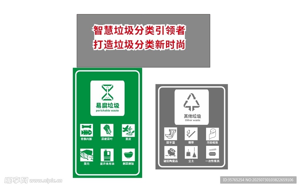 垃圾车标识垃圾分类标语环保