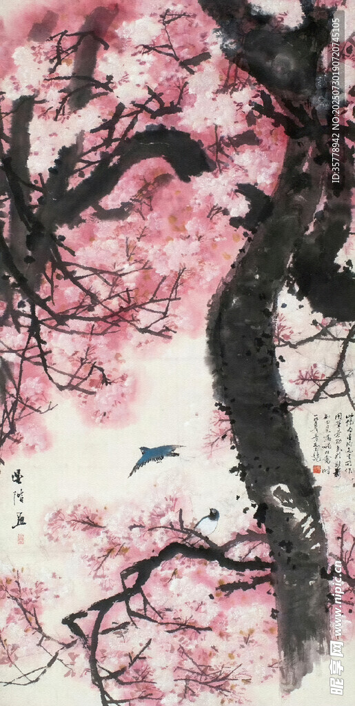 水墨桃花图