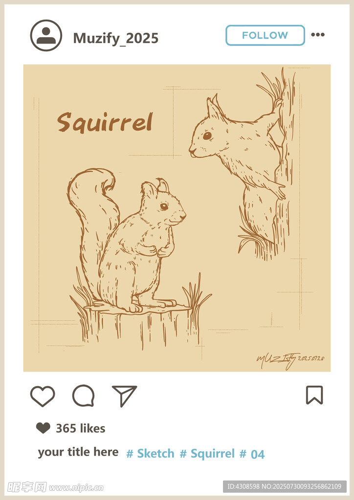松鼠素描画