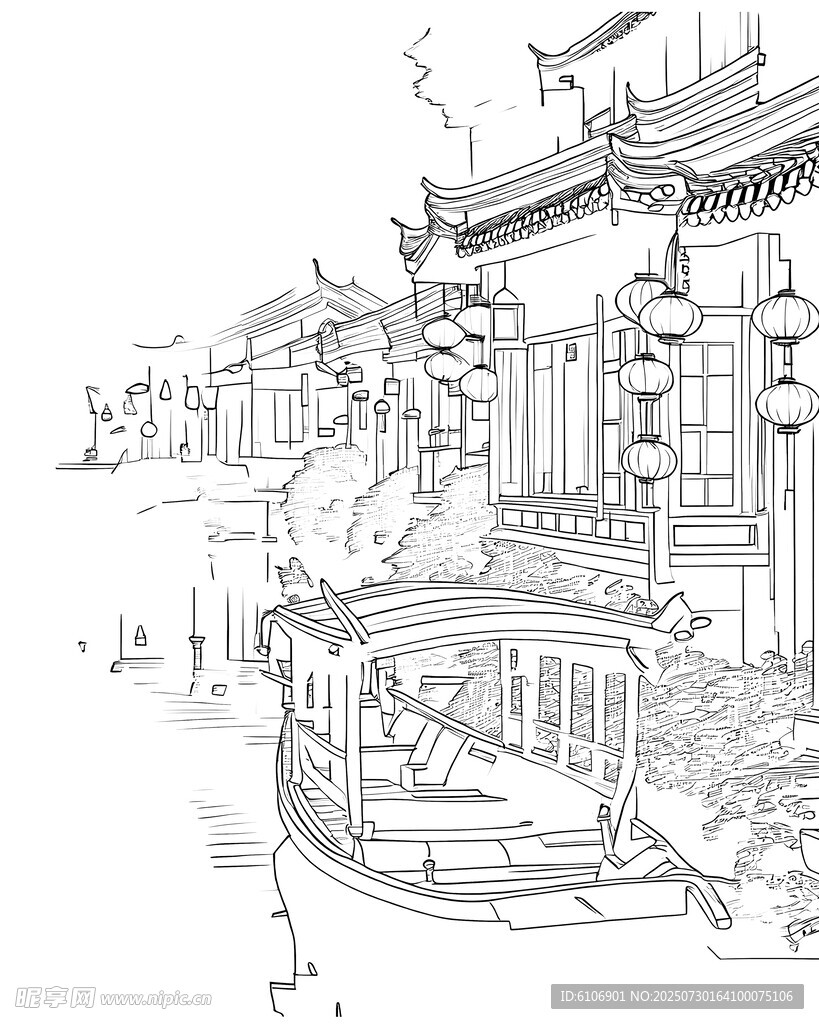 古建筑线稿