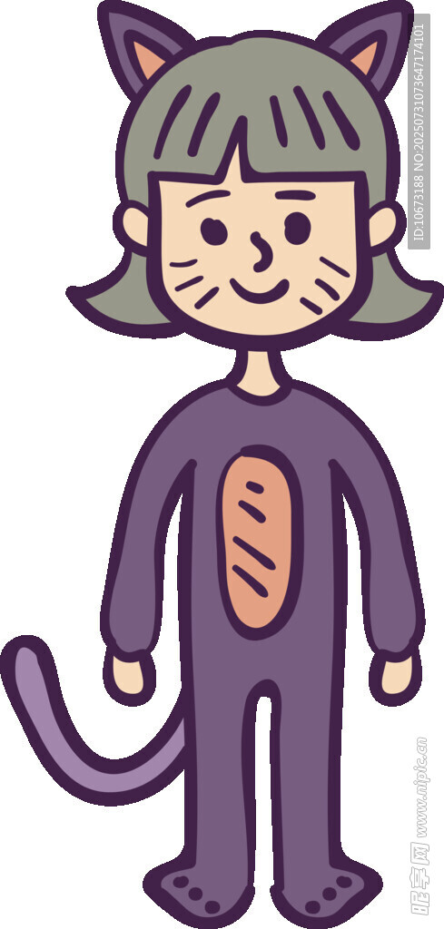 穿猫装的可爱卡通女孩