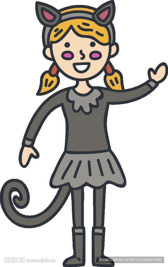 扮成小猫的可爱女孩