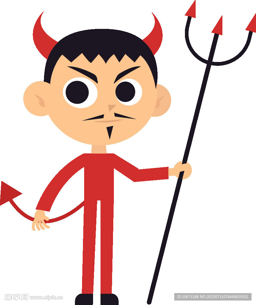 小恶魔形象手持三叉戟