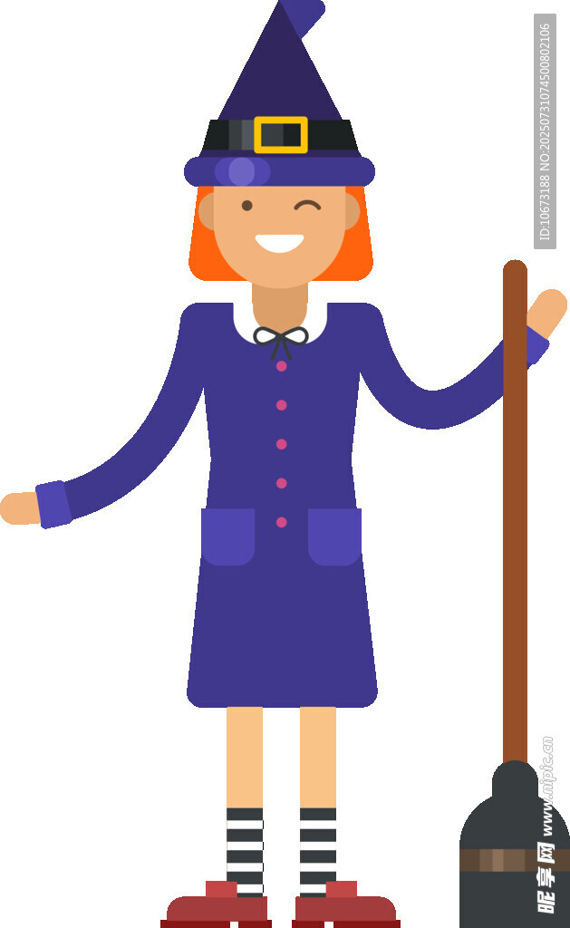 女巫形象手持扫帚