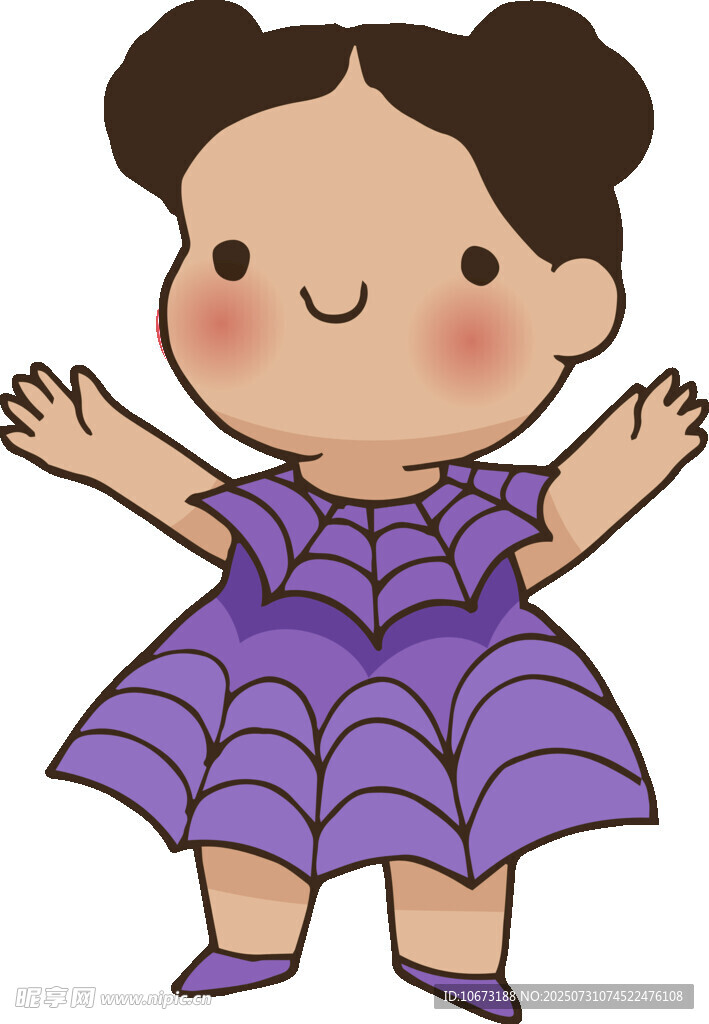 穿紫裙的可爱双马尾女孩