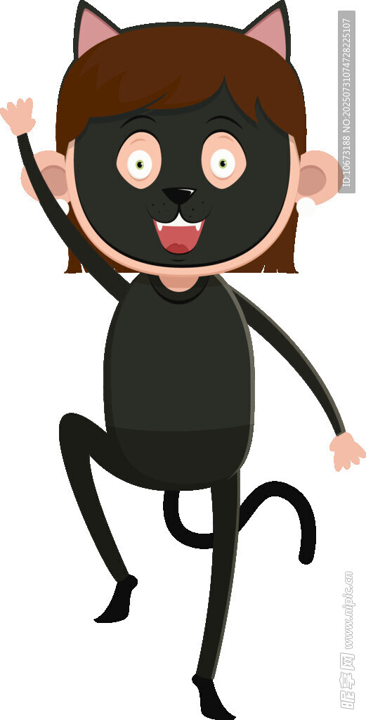 可爱黑猫装扮小孩在跳舞