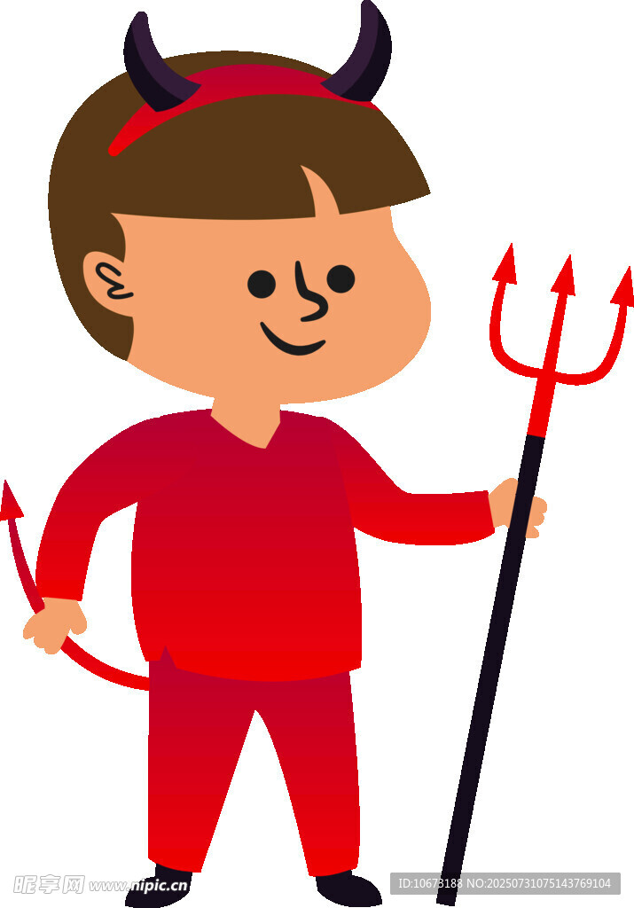 穿恶魔装持三叉戟的小孩