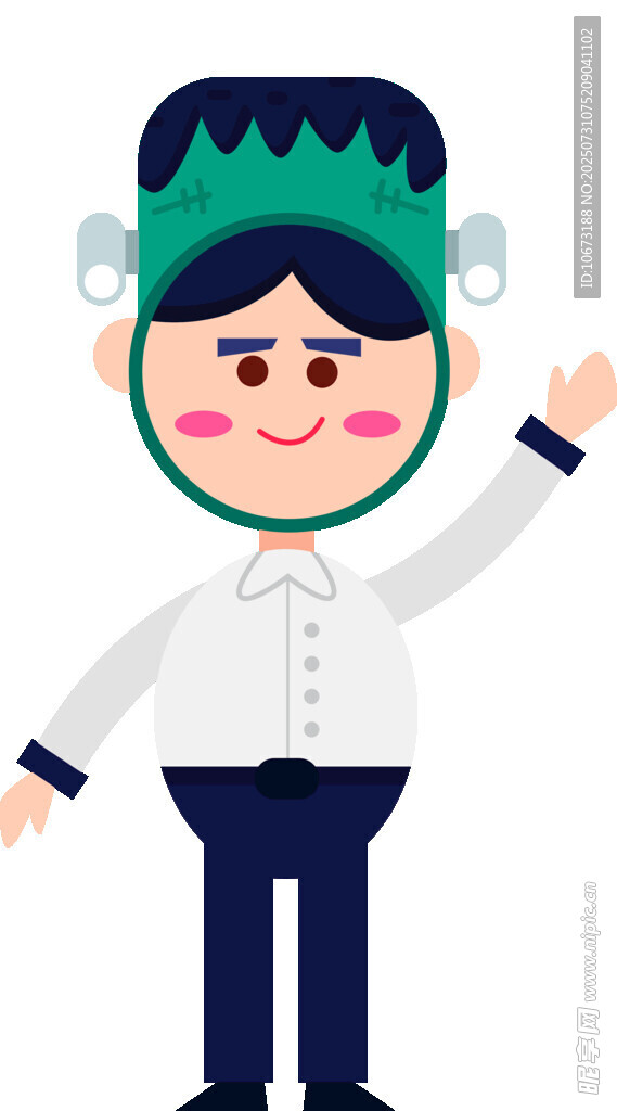 戴皇冠的卡通男孩挥手