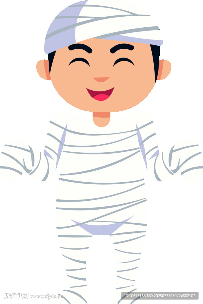 绷带装扮的欢乐小男孩