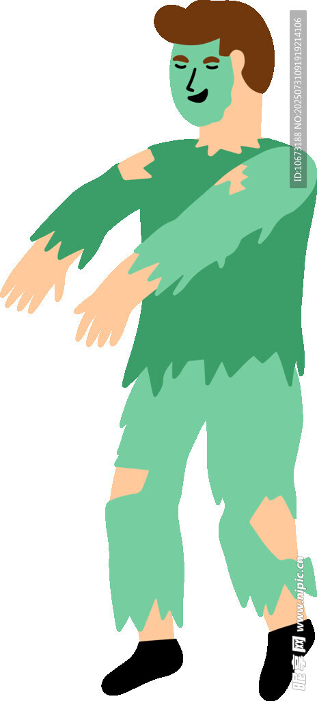 绿色破衣僵尸形象