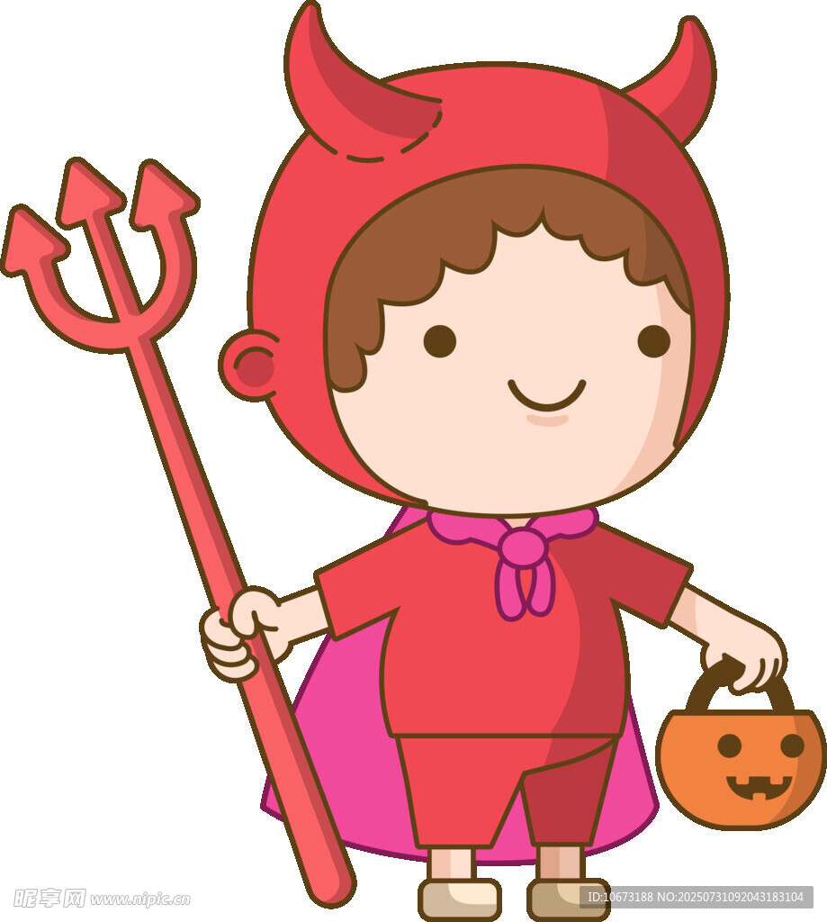 穿恶魔装提南瓜灯的孩子