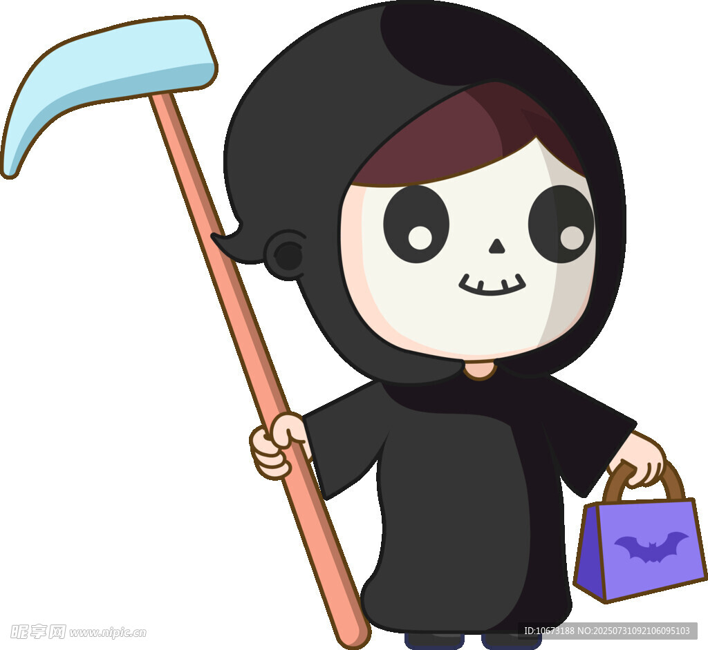 小死神手持镰刀拎购物袋