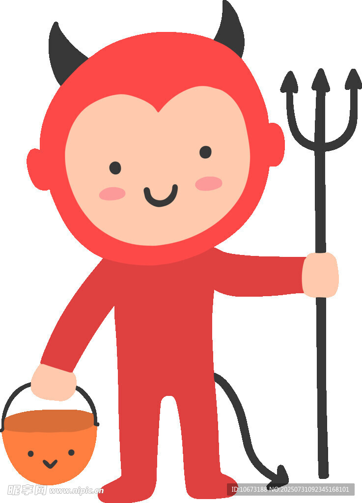 小恶魔扮相的万圣节孩童