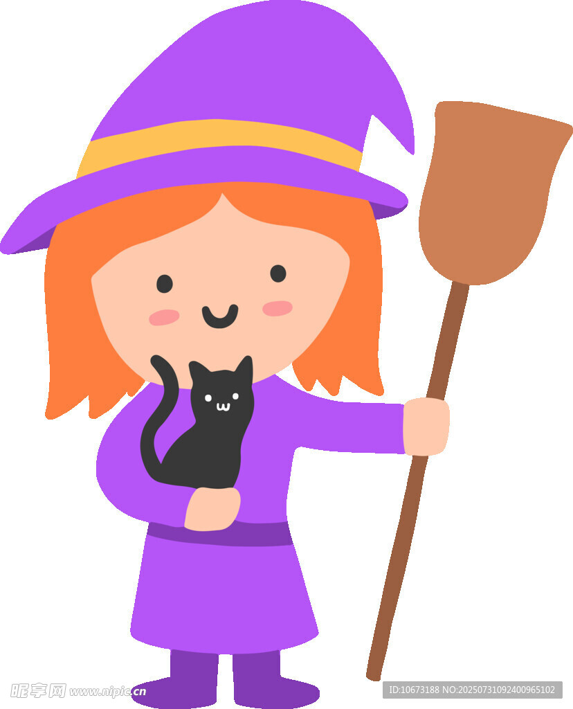 女巫与黑猫的魔法形象