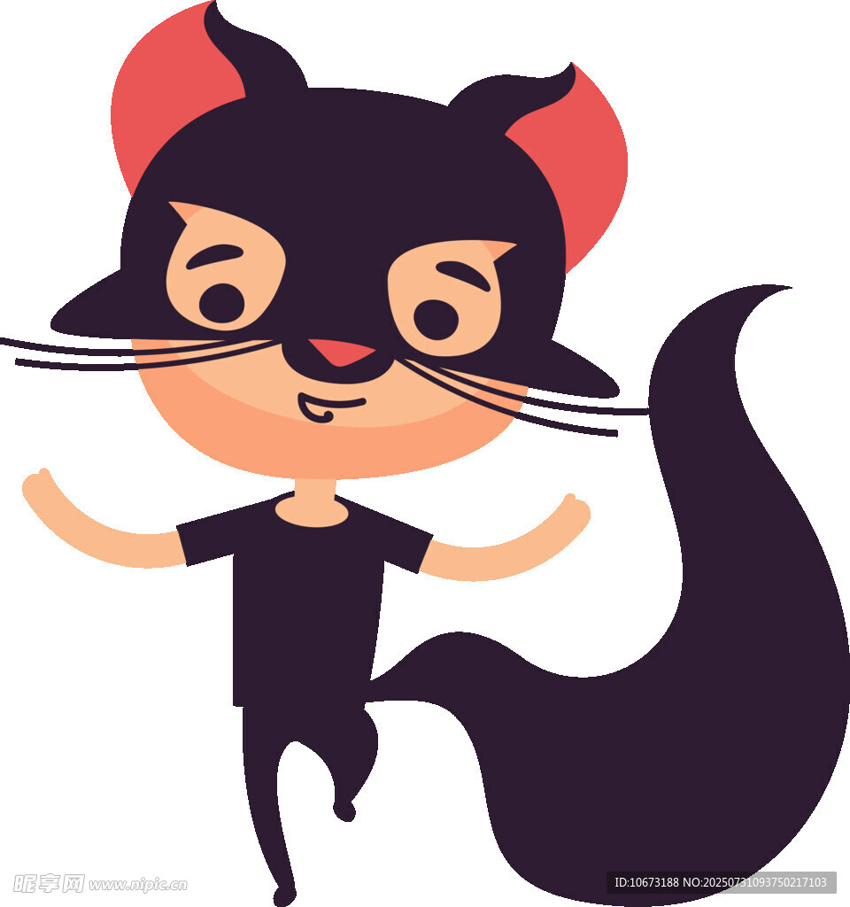 可爱黑猫装扮的卡通人物