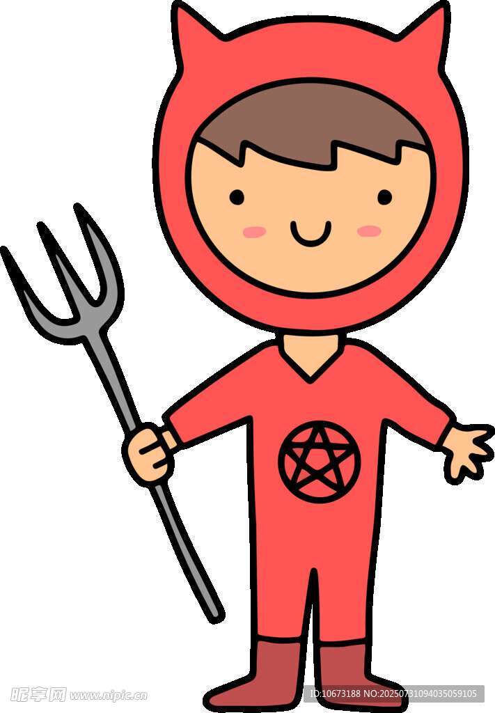 穿恶魔装持三叉戟的孩子