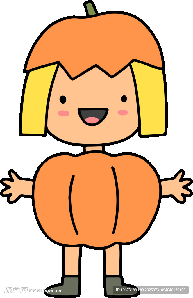 穿南瓜服的可爱小女孩