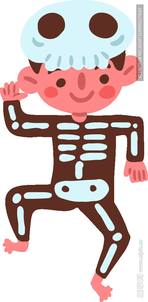 卡通骷髅装扮的活泼小孩