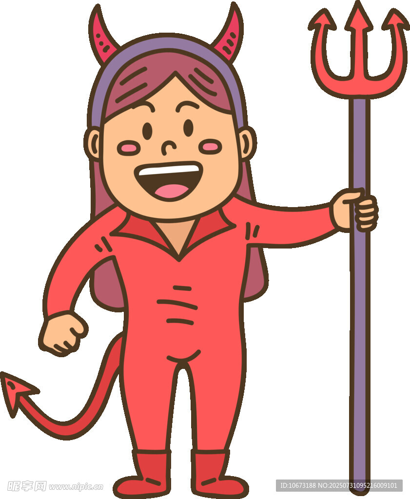 可爱小恶魔手持三叉戟