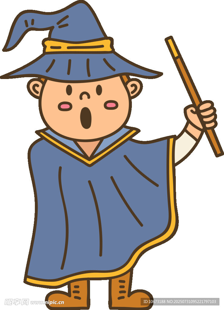 小魔法师手持魔杖施法