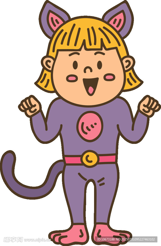穿猫装的可爱小女孩
