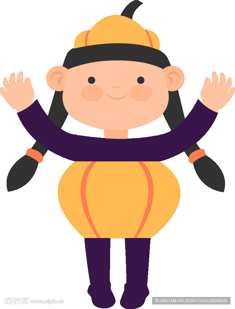 穿南瓜服的可爱小女孩