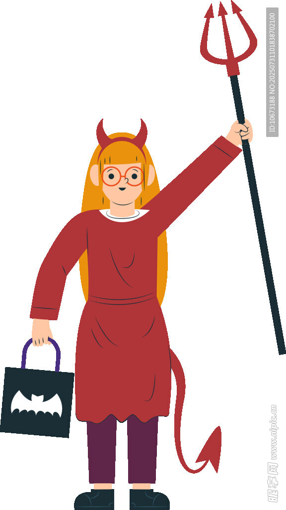 扮成小恶魔的万圣节女孩