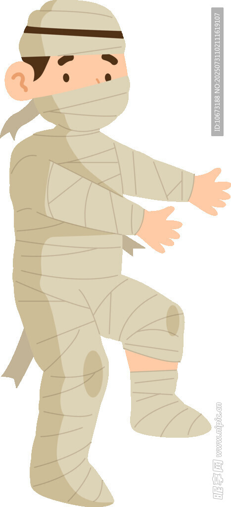 扮成木乃伊的可爱小男孩