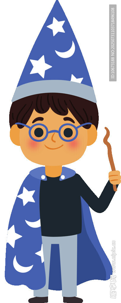 魔法男孩挥舞魔杖显神气