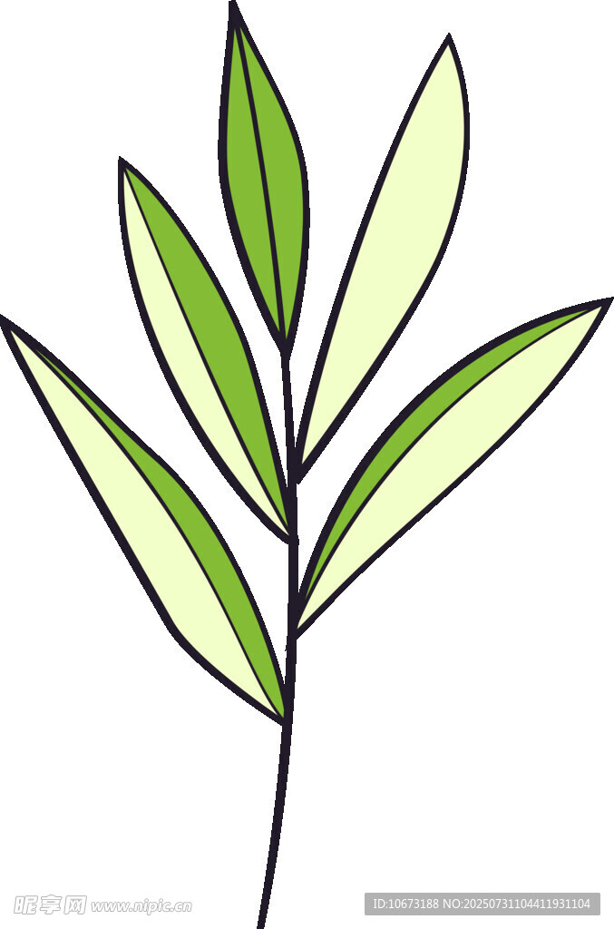 简约绿叶植物插画