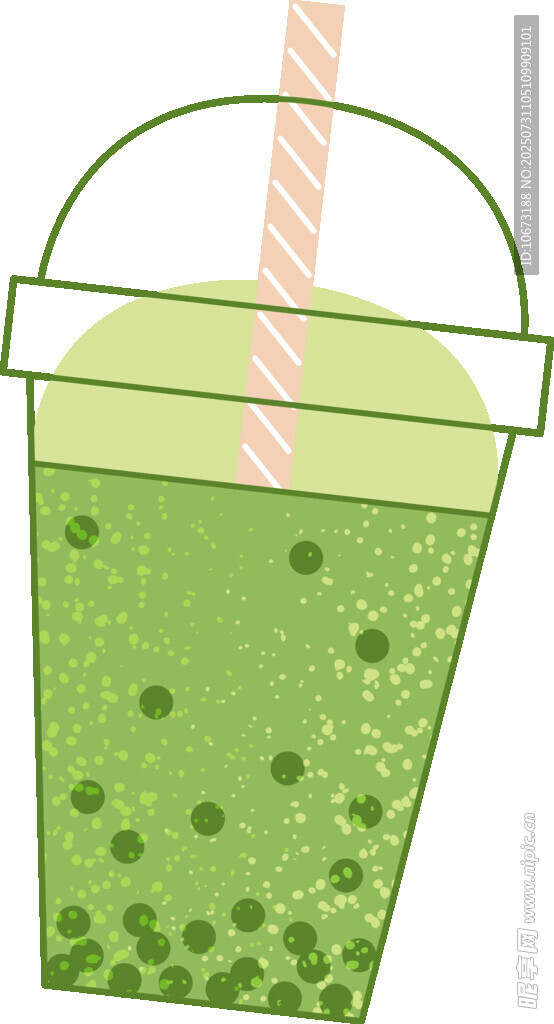 绿色珍珠奶茶插画