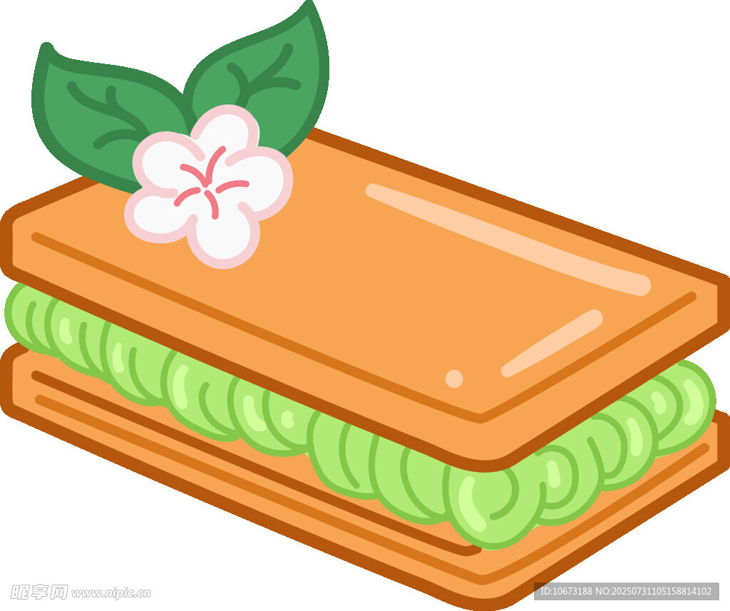 抹茶夹心糕点插画