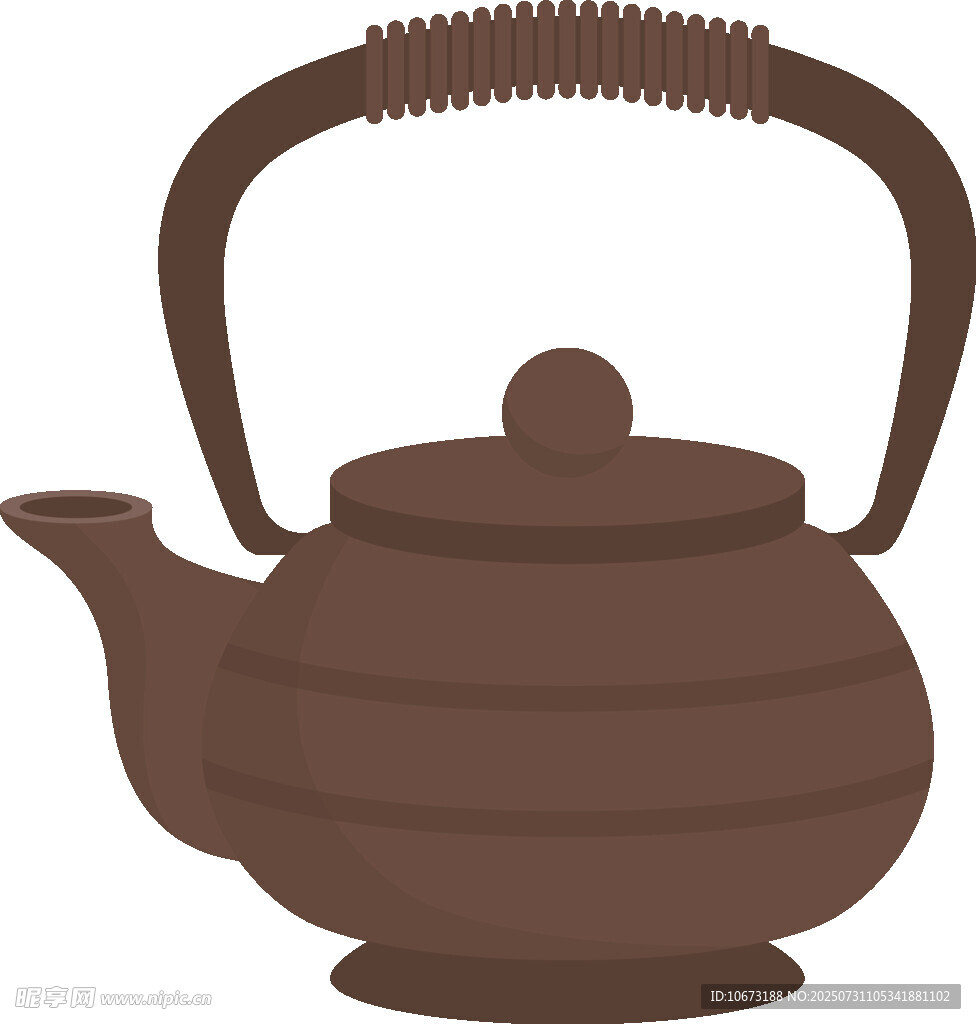 复古棕色茶壶插画