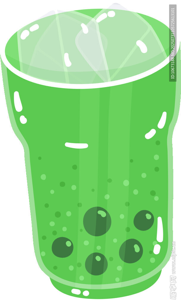 绿色珍珠奶茶杯插画