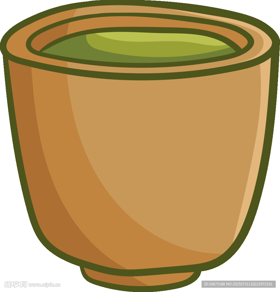 卡通风格的棕色茶杯