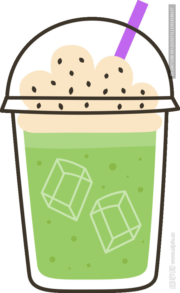 绿色冰沙饮品插画