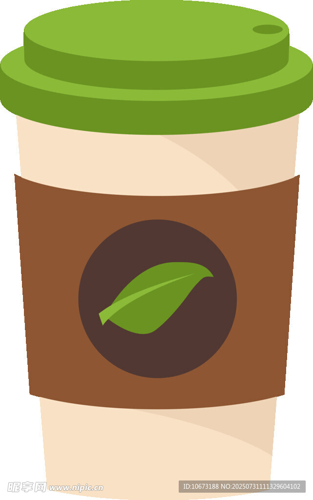 绿色杯盖咖啡杯插画