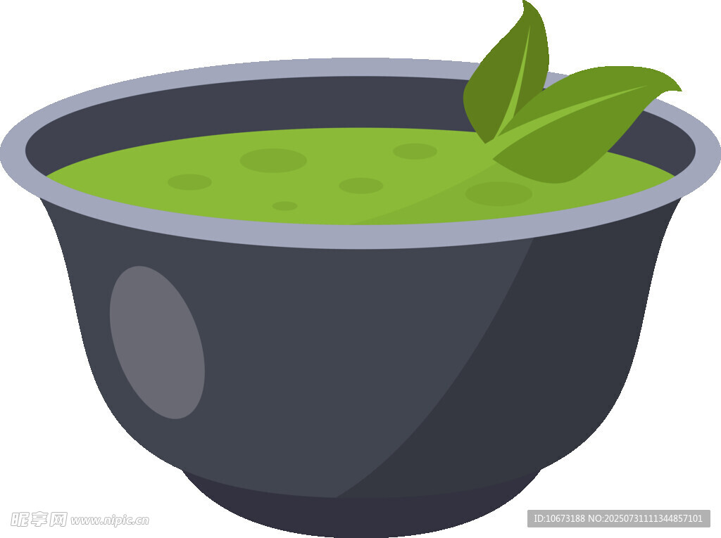 一碗翠绿的新鲜茶叶
