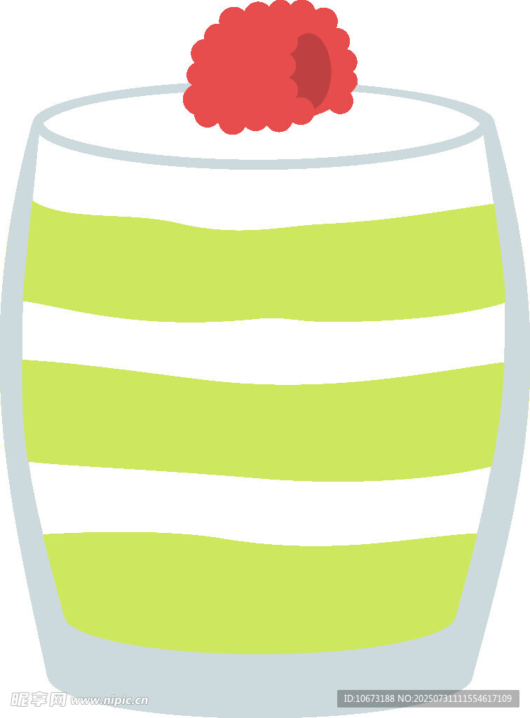 绿色条纹分层甜点杯