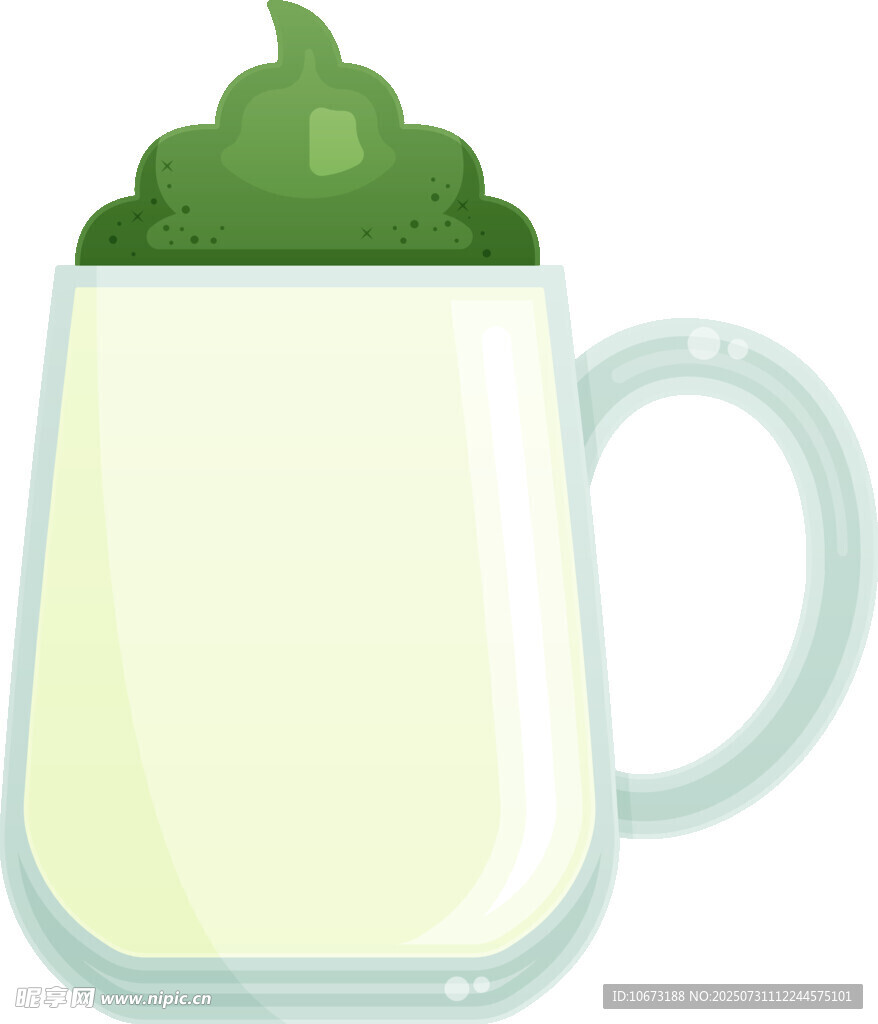 抹茶拿铁饮品插画