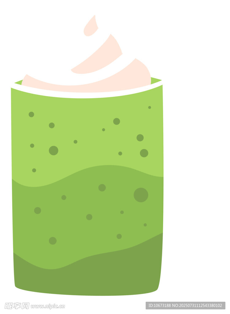 绿色抹茶奶昔插画