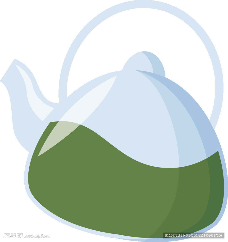 卡通风格的绿色茶壶