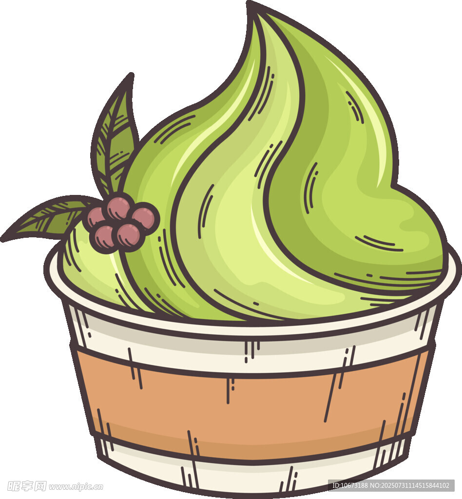 抹茶冰淇淋插画