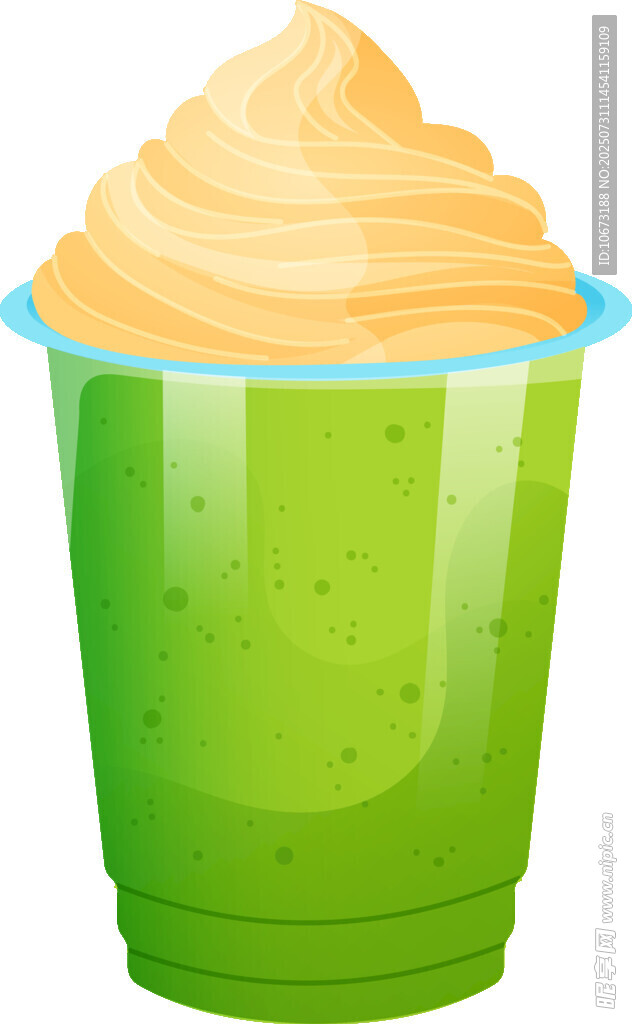 绿色杯装美味奶油饮品