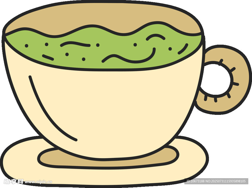 卡通风格的抹茶饮品