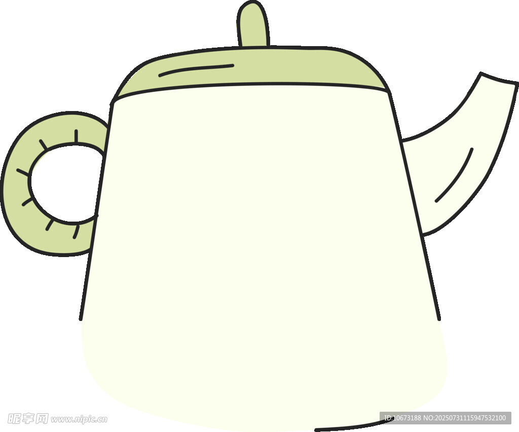简约卡通风格白色茶壶