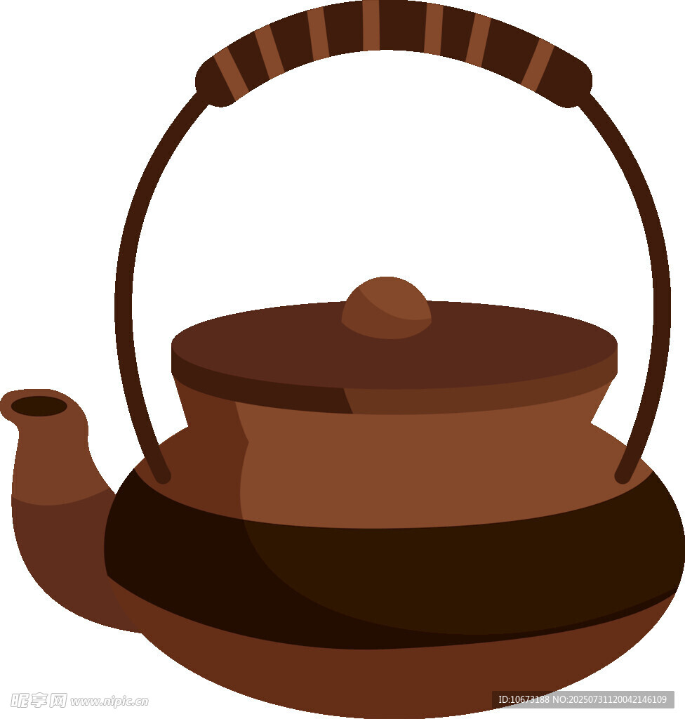 复古棕色茶壶插画